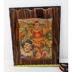 Vintage Mid Century Clown Wood Wall Plaque — Frank Enso Art — Burnt Pine Decor